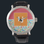 Leuke zomer stijlvol monogram horloge<br><div class="desc">Kleurrijke zomerse waterverven gemengd met gedurfde kleurblokkering en je monogram. Popping kleuren om wat vrolijkheid toe te voegen. Vier de levendigheid van de zomer met een boeiend kleurenpalet. Deze levendige en betoverende tinten gaan harmonieus samen en roepen de vreugdevolle geest van het seizoen op en creëren een visueel verbluffende ambiance....</div>