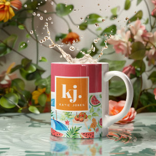 Leuke zomer stijlvol monogram koffiemok