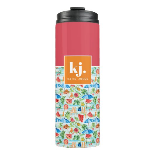 Leuke zomer stijlvol monogram thermosbeker (Voorkant)