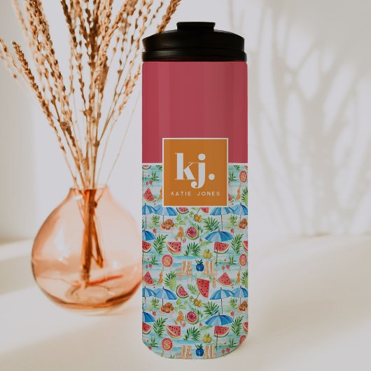 Leuke zomer stijlvol monogram thermosbeker