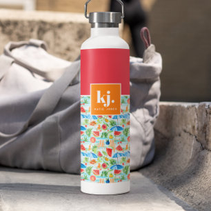 Leuke zomer stijlvol monogram waterfles