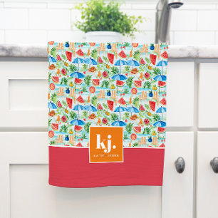 Leuke zomer stijlvolle monogram keukenhanddoek