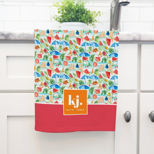 Leuke zomer stijlvolle monogram keukenhanddoek