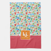 Leuke zomer stijlvolle monogram keukenhanddoek (Verticaal)