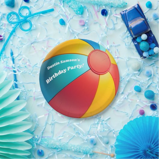 Leuke zomer strand bal volleybal verjaardagsfeestj papieren bordje (Feest)