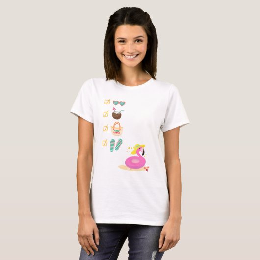 Leuke Zomer Strand Checklist T-shirt (Voorkant volledig)