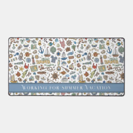 Leuke zomer strand illustraties, bewerkbare tekst bureaumat