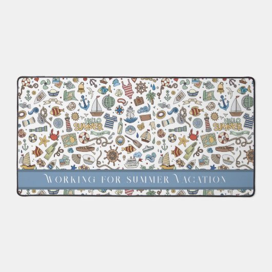 Leuke zomer strand illustraties, bewerkbare tekst bureaumat (Voorkant)