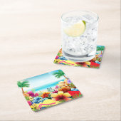 Leuke zomer strand scène 2 kartonnen onderzetters (Insitu)