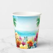 Leuke zomer strand scène 2 papieren bekers (Achterkant)