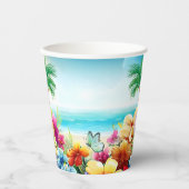 Leuke zomer strand scène 2 papieren bekers (Voorkant)
