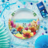 Leuke zomer strand scène 2 papieren bordje (Feest)