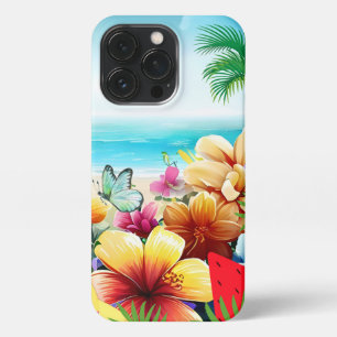 Leuke zomer strand scène iPhone 13 pro hoesje
