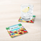 Leuke zomer strand scène kartonnen onderzetters (Insitu)