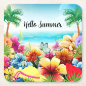 Leuke zomer strand scène kartonnen onderzetters (Voorkant)