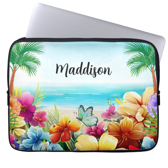 Leuke zomer strand scène laptop sleeve (Voorkant)