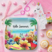 Leuke zomer strand scène papieren bordje (Feest)