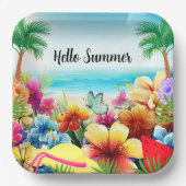 Leuke zomer strand scène papieren bordje (Voorkant)