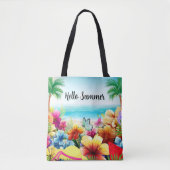 Leuke zomer strand scène tote bag (Voorkant)