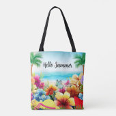 Leuke zomer strand scène tote bag (Achterkant)