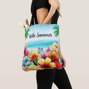 Leuke zomer strand scène tote bag