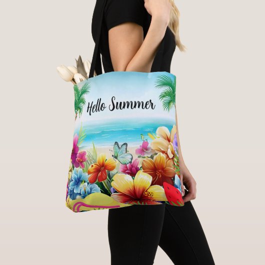 Leuke zomer strand scène tote bag (Dichtbij)