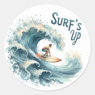 Leuke zomer surft omhoog Stickers