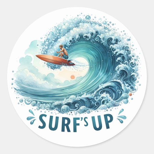Leuke zomer surft omhoog Stickers (Voorkant)