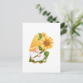 Leuke zomer tuin kabouter met zonnebloemen briefkaart (Staand voorkant)