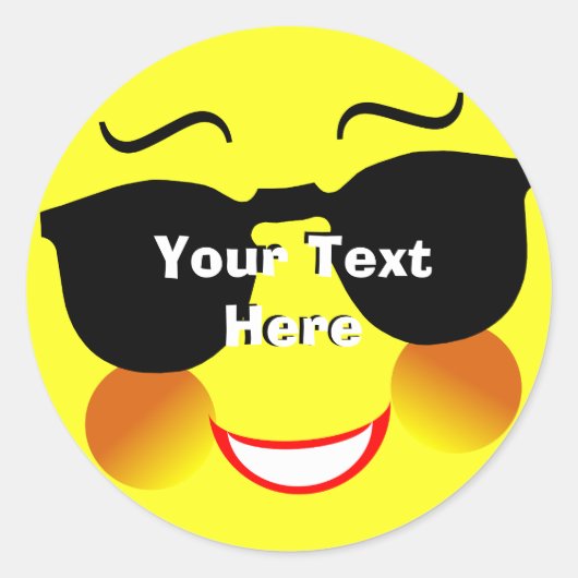 Leuke Zomer Zon Gezicht Gepersonaliseerd Ronde Sticker (Voorkant)