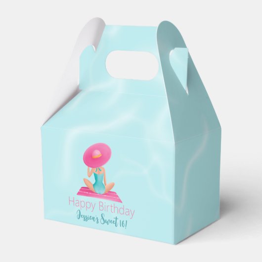 Leuke Zomer Zwembad Party Waterverf Sweet 16 Bedankdoosjes (Achterkant)