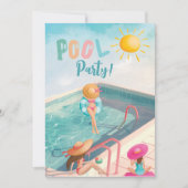 Leuke Zomer Zwembad Party Waterverf Sweet 16 Kaart (Voorkant)