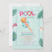 Leuke Zomer Zwembad Party Waterverf Sweet 16 Kaart (Voorkant)