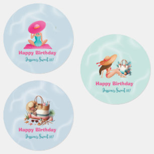Leuke Zomer Zwembad Party Waterverf Sweet 16 Labels