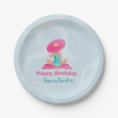 Leuke Zomer Zwembad Party Waterverf Sweet 16 Papieren Bordje (Voorkant)