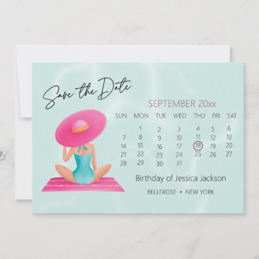 Leuke Zomer Zwembad Party Waterverf Sweet 16 Save The Date (Voorkant)