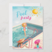 Leuke Zomer Zwembad Party Waterverf Sweet 16 Save The Date (Achterkant)