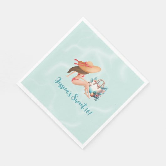 Leuke Zomer Zwembad Party Waterverf Sweet 16 Servet (Hoek)