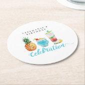 Leuke zomerfeest cocktail verjaardagsfeestje ronde kartonnen onderzetter (Gebogen)