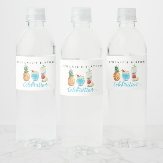 Leuke zomerfeest cocktail verjaardagsfeestje waterfles etiket (Flessen)