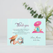 Leuke zomers zwembadfeest waterverf Sweet 16 Bedankkaart (Staand voorkant)