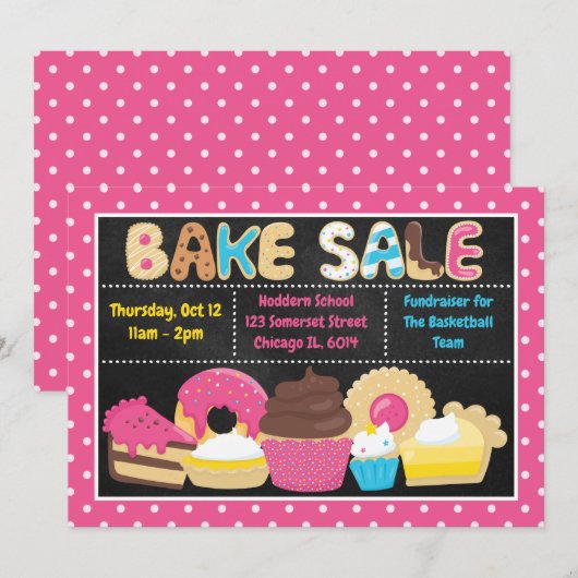 Leuke zomerse bakverkoop op school kaart (Voorkant / Achterkant)