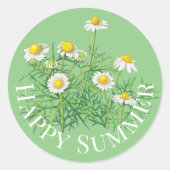 Leuke zomerse  kamillebloemen ronde sticker (Voorkant)