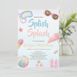 Leuke zomerse Spetterende Splash Meisjes Verjaarda Kaart