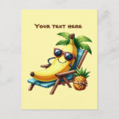Leuke Zomertijd aanpasbare strand luiaard banaan Briefkaart (Voorkant)
