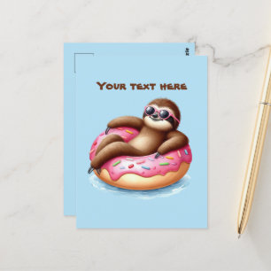 Leuke zomertijd aanpasbare strand luiaard briefkaart