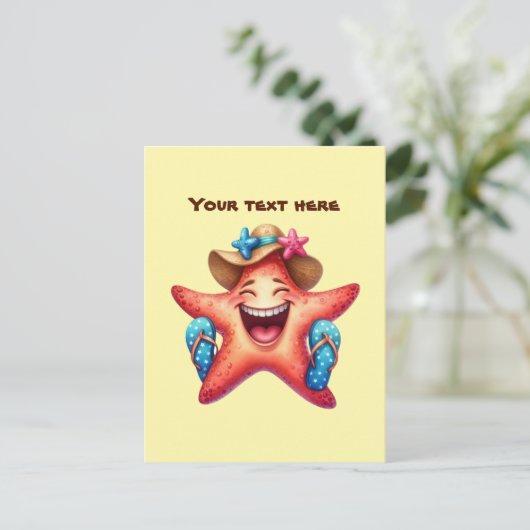 Leuke Zomertijd aanpasbare strand zeester Briefkaart (Staand voorkant)