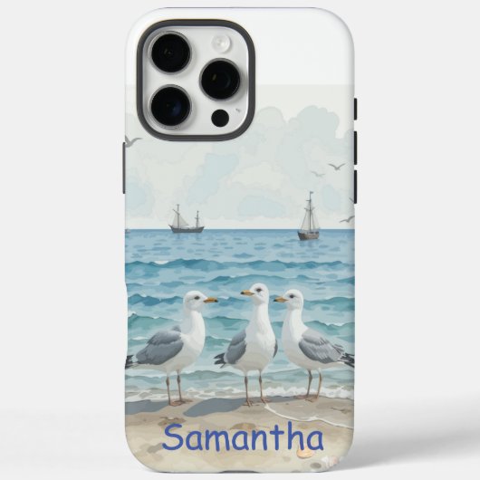 Leuke zomervakantie Sandy Beach Seagulls Case-Mate iPhone Case (Achterkant)
