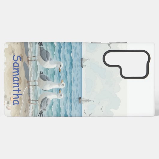 Leuke zomervakantie Sandy Beach Seagulls Samsung Galaxy Hoesje (Achterkant horizontaal)