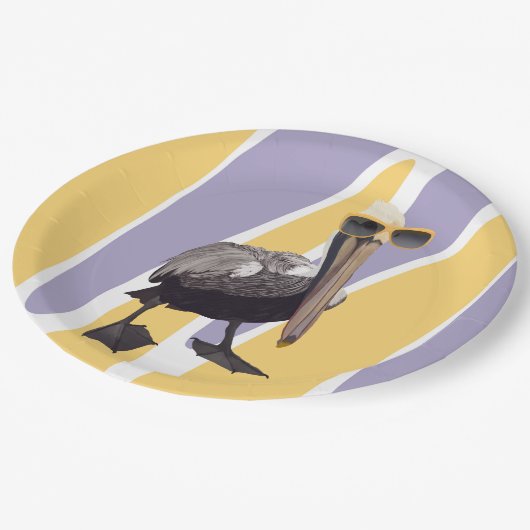 Leuke Zomervibes Pelikaan Vogel Papieren Bordje (Gekanteld)